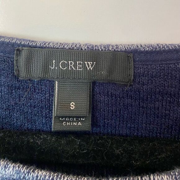 J. Crew navy blue long sleeve top two toned cotton top boat neck sweater small - Picture 5 of 6
